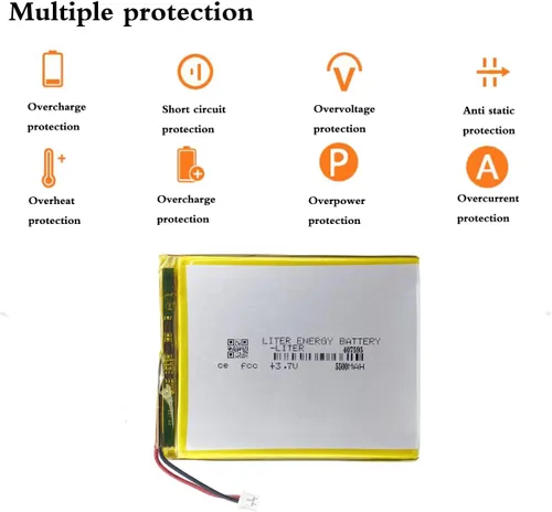 Miniatura 2 de 3.7V 407595 5500mAh batería de iones de polímero de litio recargable batería de polímero con conector JST 0.079 in