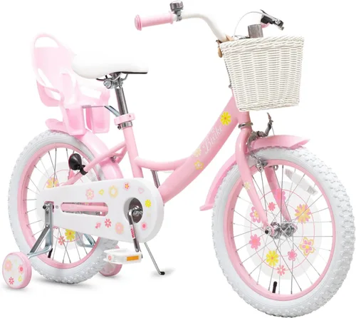 Miniatura 17 de Bixike Girls Bike with Basket for Toddlers and Kids Aged 3-14 Years Old, 12 14 16 18 Inch with Training Wheels & Doll Seat, 20 Inch with Kickstand &