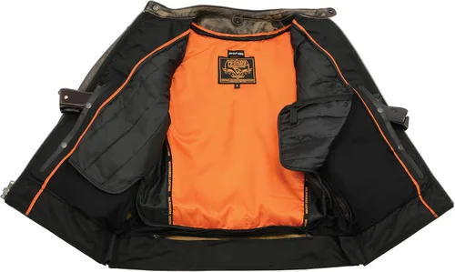 Miniatura 5 de Milwaukee Leather Chaqueta de moto marrón envejecido para hombre con ventilación