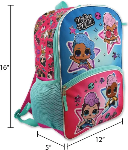 Miniatura 4 de L.O.L. Surprise! Muñecas Niñas 16" Mochila 5 piezas School Set, AzulRosa, Classic