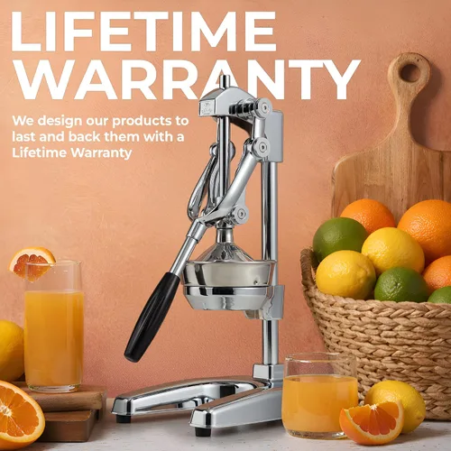 Miniatura 6 de Zulay Kitchen Puplerizer Exprimidor de hierro fundido 9 en 1, exprimidor manual de servicio pesado fácil de limpiar con accesorio prensatelas