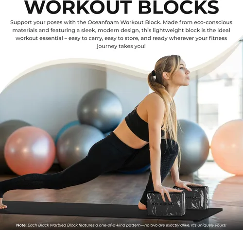 Miniatura 2 de Oceanfoam Bloque de entrenamiento – Bloque de ejercicio de espuma de alta densidad, ligero, antideslizante para estabilidad y apoyo en pilates