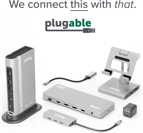 Miniatura 8 de Plugable Adaptador multipuerto USB C 7 en 1 sin controlador con Ethernet, HDMI 4K60Hz, carga de paso de 100 W, 2 USB 3.0, SD/microSD, para USB-C