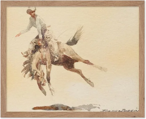 Miniatura 74 de Poster Master Póster de Rodeo marrón – Estampado retro de vaquero sobre caballo – Arte de vaquero – Arte occidental – Arte del salvaje oeste