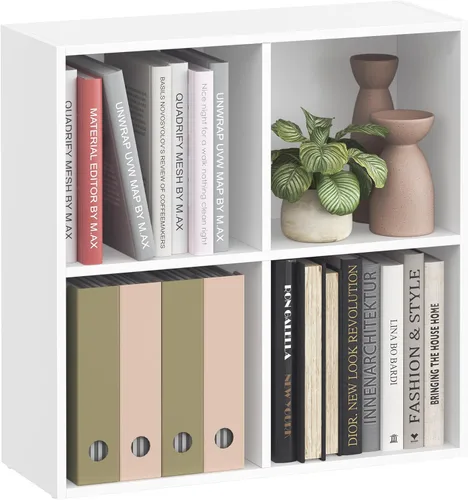 VASAGLE Custos Collection - Estantería para libros tipo cubo con 4 compartimentos, 9.4 x 26 x 26 pulgadas, estantería de almacenamiento para sala,