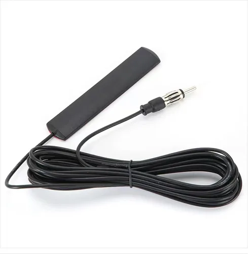 Antena de radio universal para automóvil, AM FM, antena de parche de montaje adhesivo para parabrisas oculto con cable y conector de enchufe DIN