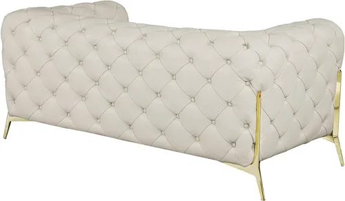 Miniatura 10 de Blackjack Furniture Modena - Moderno juego de sofá de 3 piezas de cuero italiano de grano superior, elegante diseño copetudo y patas de acero Beige