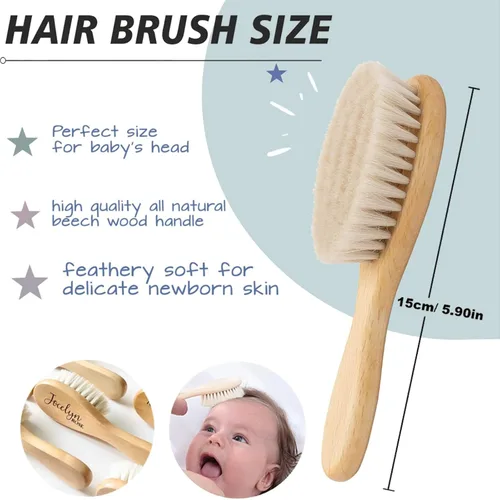 Miniatura 2 de Cepillos de pelo personalizados para bebé, grabado personalizado, nombre infantil, cepillo de madera para recién nacido, cepillo de peine, cerdas
