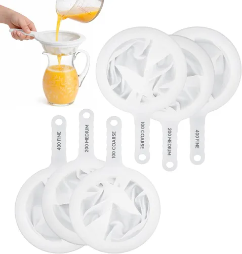 Miniatura 9 de HIC Kitchen Coladores de malla ultrafina, juego de 3 (100, 200 y 400 mallas), para filtrar jugos, leches de nueces, aceites y salsas Malla ultrafina