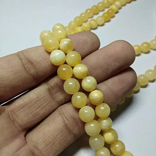 Miniatura 3 de Cuentas de piedras preciosas de calcita amarilla natural AAA de 1 hebra para la fabricación de joyas 0.236 in cuentas redondas cuentas sueltas