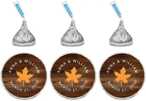 Miniatura 18 de Andaz Press Etiquetas personalizadas de gota de chocolate para boda, nombres y fecha redondos de novios, azul bebé, paquete de 240, personalizadas