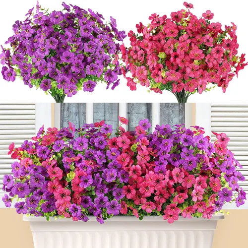 Miniatura 77 de AmyHomie 16 paquetes de flores artificiales de eucalipto negro para exteriores, resistentes a los rayos UV, flores sintéticas que no se decoloran