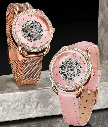 Miniatura 3 de Stuhrling - Reloj de vestir automático para mujer con bisel con tachuelas de cristal mecanismo mecánico de cuerda automática