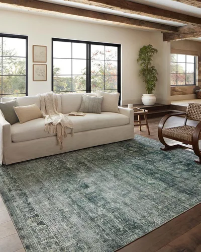 Miniatura 3 de Loloi Magnolia Home de Joanna Gaines, Colección Banks BAN-03 Azul/Laguna, 2 pies 3 pulgadas x 3 pies 9 pulgadas, altura de pelo de.13 pulgadas