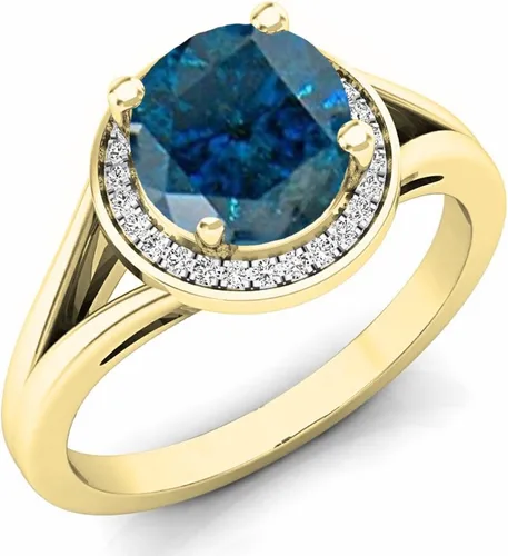 Miniatura 73 de Dazzlingrock Collection Anillo de compromiso redondo de 0.276 in con halo de diamante blanco y vástago dividido para ella en oro macizo de 14