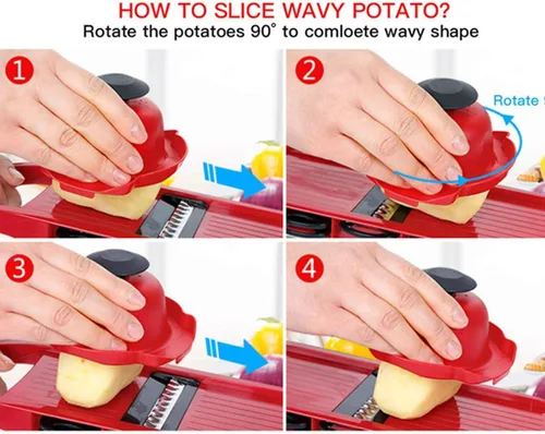 Miniatura 4 de Cortador de verduras multifunción 6 en 1, mandolina, picadora de papas, cortador de alimentos con recipiente de almacenamiento y pelador