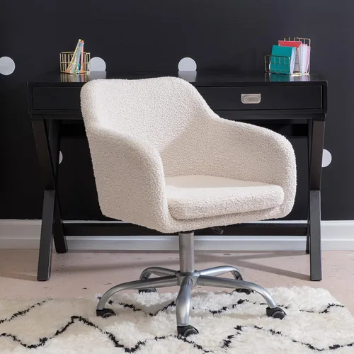 Miniatura 2 de Linon Home Decor Products Linon Brooklyn Sherpa - Silla de oficina, color marfil