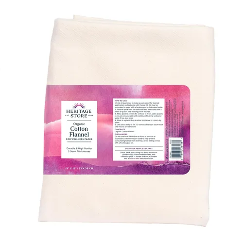 HERITAGE STORE Franela de algodón orgánico, paquete de aceite de ricino, tela de franela de algodón orgánico reutilizable para paquetes de aceite de