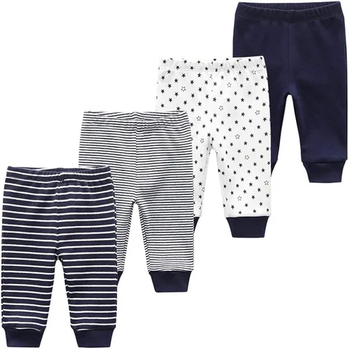 Paquete de 4 pantalones unisex de algodón para bebé recién nacido leggings casuales bordados de 0 a 24 meses para niños y niñas