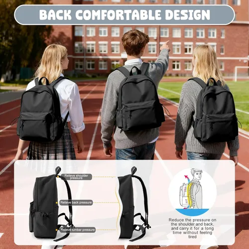 Miniatura 5 de VECAVE - Mochila ligera para mujeres y hombres, mochila de viaje casual para portátil, A-Negro, Grande, Mochila