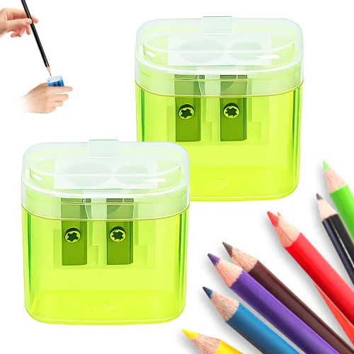 Miniatura 11 de Sacapuntas con tapa, sacapuntas manual de mano de doble agujeros para lápices estándar y jumbo, sacapuntas compacto y lindo para niños, adultos