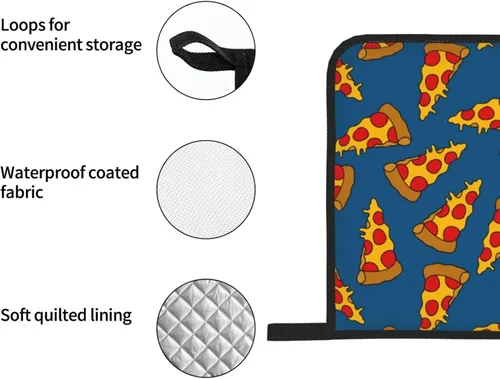 Miniatura 6 de Juego de 4 manoplas de horno y soportes para ollas de pizza, guantes resistentes al calor para cocina, hornear, asar a la parrilla, barbacoa Linda