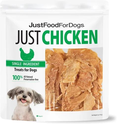 JustFoodForDogs - Golosinas saludables de pechuga de pollo para perros, golosinas de un solo ingrediente, fabricadas en los Estados Unidos, 5 oz