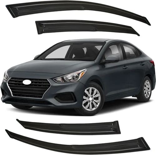 Miniatura 97 de Viseras para ventanas para Mazda 3 Sedán 4 puertas 2004 2005 2006 2007 2008 2009 estilo JDM Mugen, deflector de viento, protector solar y de lluvia