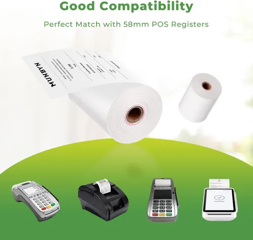 Miniatura 5 de MUNBYN Papel térmico para recibos de 2 1/4" x 85' (10 rollos) Rollos de papel para caja registradora Compatible con la mayoría de terminales