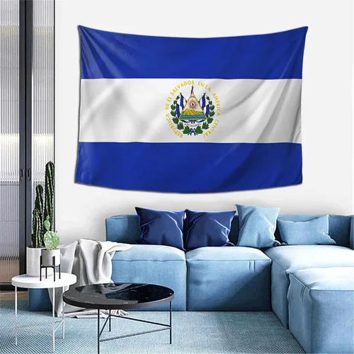 Miniatura 9 de Kkaingg Tapiz colgante de pared con bandera de El Salvador para dormitorio, estético, hippie de 60 x 40 pulgadas