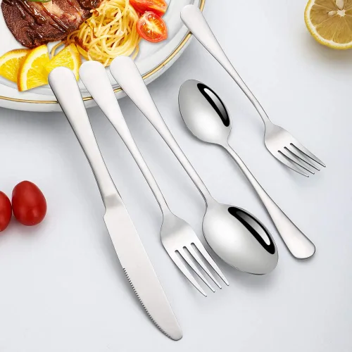 Miniatura 5 de BRIOUT - Juego de cubiertos para 4 cubiertos de acero inoxidable, 20 piezas, incluye cuchillo mejorado, cuchara, tenedor, espejo pulido, apto