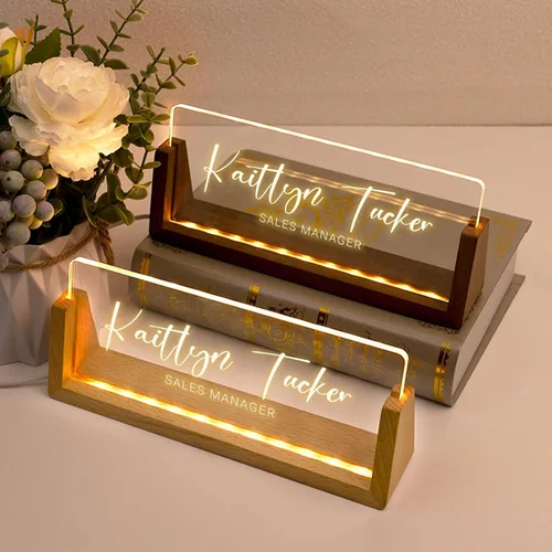 Miniatura 2 de Placa de nombre personalizada para escritorio, placa de nombre personalizada con luz para escritorios, decoraciones de escritorio para mujeres