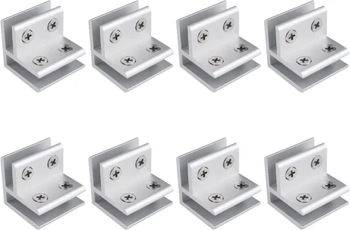 Miniatura 34 de INCREWAY Abrazadera de vidrio, paquete de 4 soportes ajustables de aleación de aluminio de doble cara para estante de vidrio, soporte de abrazadera