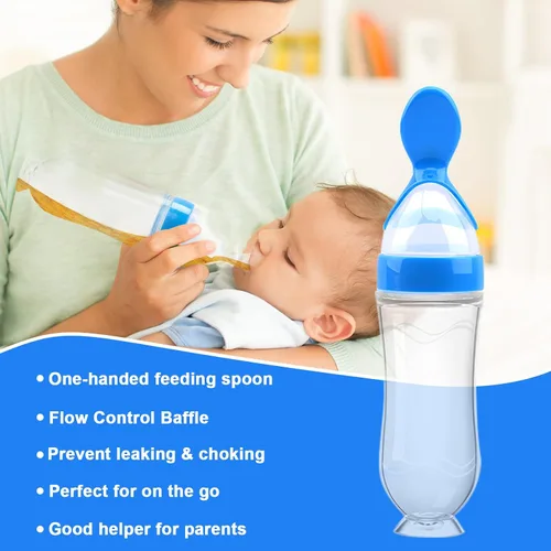 Miniatura 3 de Comedero de alimentos para bebés (3 piezas) con 6 chupetes de silicona de diferentes tamaños, 2 cucharas dispensadoras de alimentos de silicona