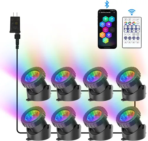 Miniatura 8 de RGB - Luces de estanque sumergibles bajo el agua, luces de fuente sumergibles LED súper brillantes, focos de paisaje de colores, control