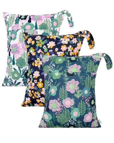 Miniatura 19 de babygoal Bolsas para artículos húmedos y secos, paquete de 3, bolsas de viaje reutilizables impermeables para trajes de baño, pañales de tela