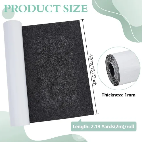 Miniatura 2 de BENECREAT Hojas adhesivas de fieltro negro de 15.5 x 78.5 pulgadas, hojas adhesivas de tela, para hacer disfraces y cajas de joyas