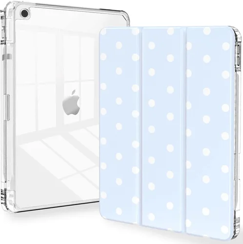 Miniatura 17 de Feams Funda para iPad de 9ª generación, funda triple para iPad 10.2, cubierta trasera transparente con soporte para lápiz y apagado Ángel