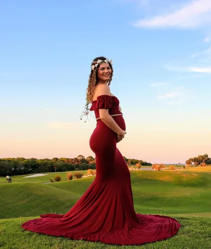 Miniatura 2 de Saslax - Vestido de maternidad sin mangas, ajustado al hombro, sin mangas, para fotografía