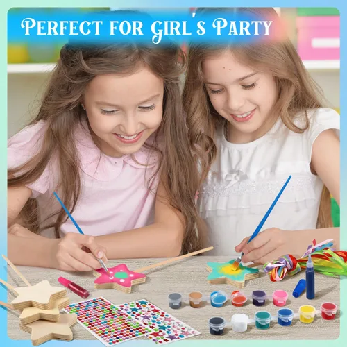 Miniatura 2 de Gamerside 12 Juegos Haz Tu Propia Varita de Princesa de Madera Kit de Manualidades, Kit de Varitas de Hadas Incluye Varitas de Hadas, Calcomanías