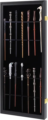 14 varitas Estuche de exhibición Universal Soporte de varita mágica de mago Montaje en pared Candado Caja de soporte vertical para colgar estante de