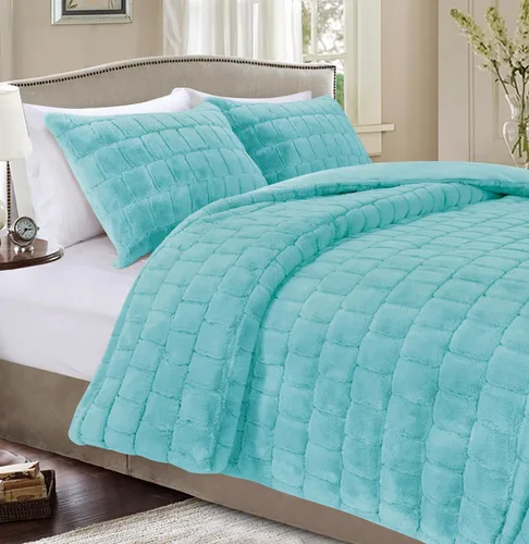 Elegant Comfort Lujoso juego de edredón de piel sintética esponjosa de 3 piezas – Alternativa de plumón cálida para todas las estaciones – Ultra
