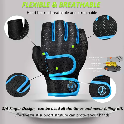 Miniatura 4 de MOREOK Guantes de entrenamiento acolchados para levantamiento de pesas para hombres y mujeres, [gel de 0.197 in] guantes de gimnasio con agarre sin