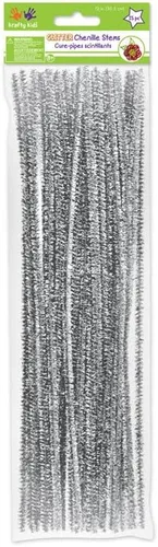 Miniatura 22 de Krafty Kids GC025E, tallos de felpilla de oropel, limpiadores de tuberías con purpurina, 0.236 in por 12 pulgadas, blanco, 1/4 x 12 pulgadas x 35