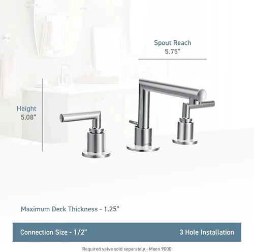 Miniatura 7 de Moen TS43002 Arris - Kit de ajuste de grifo de baño moderno de 8.0 in (8.0 in), requiere válvula, cromado