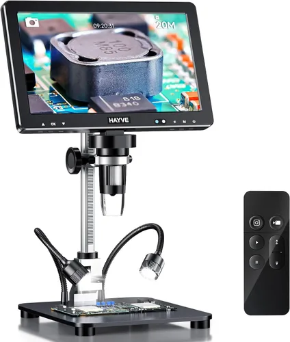 Hayve DM12 Microscopio digital HDMI de 10.1 pulgadas, microscopio de monedas 2000X con pantalla IPS, microscopios de soldadura de 20 MP para
