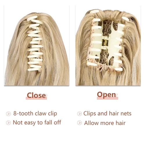 Miniatura 262 de Extensiones de cola de caballo de cabello rubio, extensiones de cola de caballo para mujer, pinza de extensiones de cabello rizado de 12 pulgadas