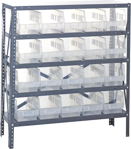 Miniatura 197 de Quantum QSBU-245BK Heavy Duty Shelving Unit with (7) Shelves and (24) QUS245 Black Bins for Garage Warehouse Storage Distribution 400 lb Load
