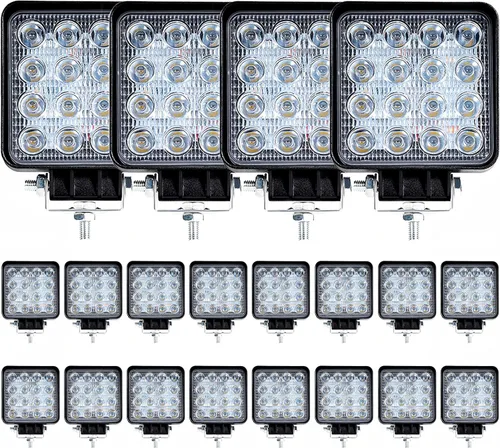 Miniatura 8 de Luces LED de trabajo para camión, 10 unidades de 4.5 pulgadas, cuadradas, de 12 V, 24 V, 48 W, 8000 lm, barra de luz todoterreno impermeable