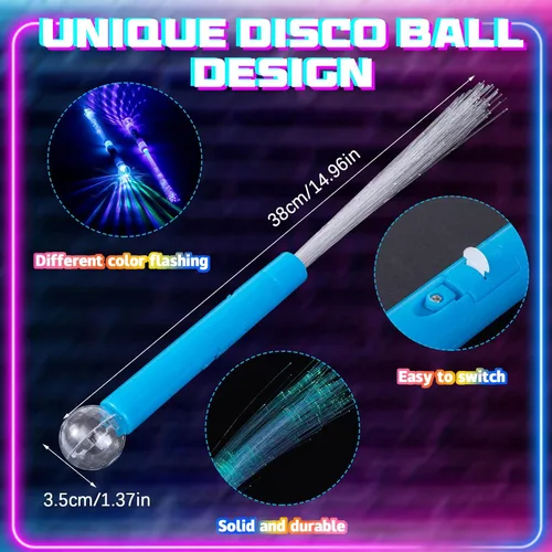 Miniatura 2 de Liliful Varitas de fibra óptica con luz LED, 8 varitas de Halloween que brillan en la oscuridad, suministros de fiesta intermitentes a granel